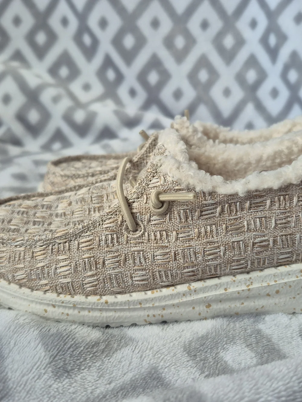 Hey Dude Kids Tan Woven Slip-On Shoes with Plush Lining